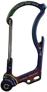 OUTDOOR ELEMENT | Glacier National Park Firebiner | Souvenir | Keychain Emergency Tool | Fire Starter | Carabiner | Bottle Opener | Multi Tool