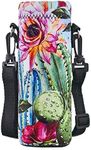 WINTOJO Water-Bottle Case Bag Cooler Carrier -16.9oz 24oz 32oz Water Bottle Sleeve Strap Sling Holder for School Walking Hiking Running (Lotus, 500ML)