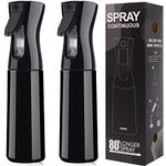 Pakchoice 2 Pack Continuous Spray Bottle Mister - 10.1 oz/300 ml, Refillable Fine Mist Spray Bottle for Hair Styling, Plants, Cleaning, Salons & Skin Care - Plastic Mister Spray Squirt Bottle, Black