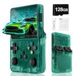 Rhesusco R36S Retro Video Game Console-3.5 Inches HD Screen,Open Source Linux System,3000mAh Rechargeable Battery,128G TF Card,30000+ Classic Video Games Portable Mini Game Console for Gifts-Green