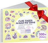 Cute Foods Around The World Sticker + Coloring Book (500+ Food Stickers for Kids & 12 Coloring Pages)- Side by Side Sticker Activity Book - Fun Sticker Books - Boys & Girls Ages 2-4 4-8, 8-10