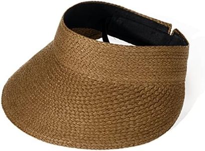 FURTALK Sun Visor Hats for Women Wide Brim Straw Visors Womens Foldable Beach Visors Summer Roll Up Ponytail Beach Hat Brown