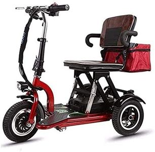 Folding Electric Mobility Scooter Foldable 3 Wheel Adults Mobility Scooters Long Range Travel 40km Rear Wheel Dual Drive 3 Speed Adjustment Portable Ultra Lightweight Scooters for Adults Seniors