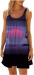 Generic H-238 Purple Womens Sleeveless Swimsuits Loose Fit Dresses Sundresses Swimsuits Swim Dress for Women Boat Neck Beach Festival Lounge Hawaiian Tropical Midi Swimsuits 2024 O4 XL