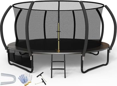 Flamaker Trampoline d'extérieur pour Enfants, diamètre 366/427cm, avec Filet, Structure Stable, résistant aux intempéries et Inoxydable, Trampoline d'extérieur pour Enfants Capacité de Charge 150kg