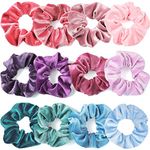 VENUSTE Scrunchies for Women and Girls, Premium Velvet Scrunchy for Hair, Cute Colors Elastic Thick Bands, Soft Ropes Ponytail Holder Hair Accessories, 12 Pack Multi