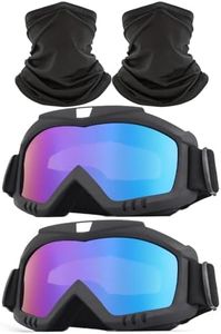 immoono 2 Pack Dirt Bike Goggles with Neck Gaiter, Motorcycle Goggles ATV Goggles Riding Goggles Ski Goggles Windproof Glasses Racing Goggles with Face Cover Scarf, Black Frame Colorful Lens