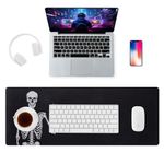 ALOANES Waterproof Mousepad with Durable Stitched Edge, Large Gaming Keyboard Pad, Non-Slip Rubber Base Mouse Mat, Desk pad for Gamer, Office & Home, Left Skeleton Mouse Pad 40cm x90cm x0.3cm