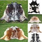 New Large Real Cowhide Leather Rugs Tricolor Cow Hide Skin Carpet Area 5 ft x 5 ft