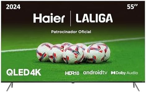 Haier QLED 4K UHD H55K705UG, 55", Smart TV, Android 11, Dolby Audio, HDR 10, Control Remoto Inteligente, Google Assistant, Bluetooth 5.1, DBX TV, HDMI 2.1 x 4, Sin Marcos, 2024