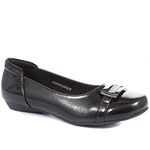 Pavers Ladies Wide Fit Slip-On Pump in Black Patent - Durable Faux Leather - Supportive Lightweight Sole for Everyday Elegance - Size UK 8 / EU 41