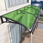 HIAPES Awning for Door Entrance, Awnings for Doors, Polycarbonate Cover Outdoor Front Door Patio UV/Rain/Snow Protection, Door Awnings Exterior for Porch/Patio/Deck