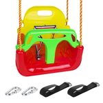 KINSPORY Infant Swing, 3-in-1 Toddler Swing Indoor Outdoor, Secure Detachable Baby Swing Seat with Hanging Straps for Swing Sets Backyard Patio Garden Tree Park Play Equipment (Red)