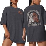 VILOVE Women Country Music Oversized Shirt - Western Retro Tshirt Vintage Trendy Graphic Tees Crewneck Short Sleeve Tops Dark Gray