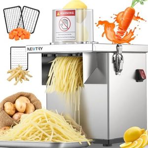 NEWTRY 4 in 1 Commercial Vegetable Processor Electric Veggie Fruit Slicer Dicer Shredder & Strip Crinkle Cutter All Stainless Steel 110volt 200W
