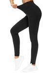 THE GYM PEOPLE Thick High Waist Yoga Pants for Women, Tummy Control Workout Running Yoga Leggings with Pockets (Large, Black)