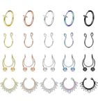 Subiceto 20PCS Fake Nose Ring Hoop Septum Nose Rings Stainless Steel Clip On Nose Ring Faux Lip Ear Septum Ring Non-Pierced Body Jewelry