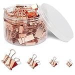 100 PCS Binder Clip Paper Clamps, lyfLux Clips for Office School Supplies, 4 Size 15mm/19mm/25mm/32mm (Rose Gold)