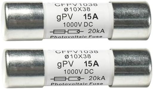 HQRP 2-Pack Solar PV Fast Acting Photovoltaic Fuse Link CFPV-1038, gPV type, 15 Amp 1000V DC, 10x38mm, 20kA IR, Replacement for Littelfuse SPF015, In-Line Midget Ceramic Fuses for Solar Power Systems