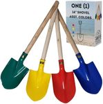 Single 16" Heavy Duty Wooden Kids Sand Beach Shovel with Plastic Spade & Handle - Gold Digger Costume Shovel - Colors May Vary (Single Shovel - 16" Shovel with Handle, Assorted Colors)