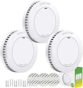 Rundur Fire Alarm 10-Year Battery Fire Detector 3.5-Inch Mini Sleek Design with Test/Silent Button Photoelectric Smoke Alarm Can be drilled Fixed fire detectors for Home