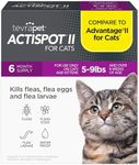 TevraPet Actispot II Flea Treatment for Small and Medium Cats 5-9 lbs | 6 Doses | Powerful Prevention and Control, Clear