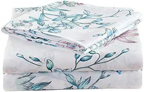 JSD KOMFOR Floral Bed Sheets Set King Print Bedding Sheet Set 4 Piece Ultra Soft Double Brushed Microfiber Sheets Deep Pocket Hotel Quality Bedding Sheets