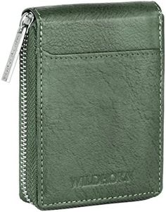 WildHorn Green Leather wallet for Men I Full Zip Closure Card Holder Wallet I External Slip Pocket I Coin Pocket
