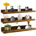 Giftgarden 24 Inch Floating Shelves Wall Mounted Set of 3, Rustic Large Wall Shelf with Picture Ledge for Bathroom Bedroom Kitchen Living Room