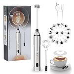 Trace Kasa Milk Frother Handheld, 3-Speed USB Rechargeable Electric Coffee Milk Frother, Foam Maker for Latte Cappuccino, Double Whisk Drink Mixer for Frappe Hot Chocolate Cream & Bulletproof Coffee (Silver)