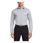 Van Heusen Men's Dress Shirt Slim Fit Flex Collar Stretch Solid, Grey Mist, 18" Neck 36"-37" Sleeve