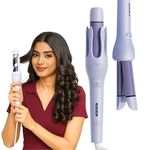 RAIA 2-in-1 Automatic Hair Curler & Straightener | One-Touch Two-way Curling & Straightening Wand with 3 Temp Settings, Fast Heat-Up, Anti-Tangle, Dual Function | Detachable Curling Crown | Frizz-Free Styling for All Hair Types | 1 Year Warranty