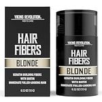 Viking Revolution Blonde Hair Fibers for Thinning Hair Men - Thick Fiber for Bald Spot Cover Up Hair Building Fibers with Kerating and Biotin - Hair Fiber for Men for Thicker and Fuller Look (0.52oz)
