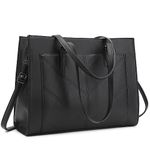 Barsine Work Bags for Women Laptop Tote Purses Professional Leather Large Capacity 15.6 Inch Office Briefcase Black, Black, Large