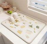 HomeCloud Dish Drying Mat for Kitchen Counter Hide Stain Super Absorbent, Non-Slip, Heat-Resistant, Great for Dishes,Rack Pad, Kitchen Counter, Coffee Maker (Beige, 40x50cm)