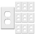 BESTTEN 10 Pack 1-Gang Duplex Wall Plate, Unbreakable Polycarbonate Outlet and Switch Cover, cUL Listed Single Faceplate, Standard Size, White