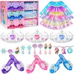 Princess Dress Up for Girls, Dress Up Clothes for Girls with Princess Shoes, Toddler Girls Jewelry Boutique, Pretend Play Gifts for Little Girls Aged 3-6 Years Old