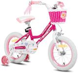 JOYSTAR Angel 16 Inch Kids Bike for 5-7 Years Old Girls,16 inch Girls Bikes with Stabilisers and Basket,pink
