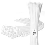 Bolt Dropper 12 Inch Zip Cable Ties (1000 Pack), 40lbs Tensile Strength - Heavy Duty Black, Self-Locking Premium Plastic Cable Wire Ties for Indoor and Outdoor (26 inch White 200lb 100pc)