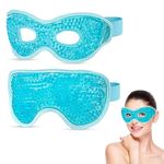 Heyu-Lotus 2Pcs Cooling Eye Masks, Reusable Hot Cold Eye Mask, Gel Bead Eye Mask Hot Cold Therapy Eye Mask Relief for Puffy Eyes,Dark Circles, Dry Eyes(Blue)