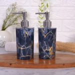 Shenron Refillable Liquid Soap Dispenser. Unbreakable Plastic Dispenser for Sanitizer Lotion Shampoo. Handwash Bottle for Kitchen, Bathroom, Shower, Wash Basin, Sink - 250ML (Grey Marble, Pack of 2)