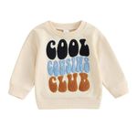 Toddler Cool Cousin Club Sweatshirt Kids Baby Boy Girl Crewneck Cousin Crew Shirts Pullover Top Fall Winter Clothes, Beige, 6-12 Months