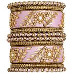 Peora Silk Thread Matching Floral Bangle Set Bridal Chuda Chura Jewellery for Women Girls Navratri Gift Size 2.8 inch