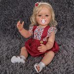MineeQu 22 inch 55CM Lifelike Sweet Smiling Rooted Blond Hair Silicone Vinyl Full Body Reborn Baby Dolls That Look Real Realistic Newborn Toddler Dolls with Teeth Toys Gift Set for Ages Girls 3+