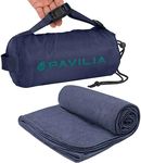 PAVILIA Travel Blanket Airplane Compact with Bag, Soft Packable Plane Blanket Kids Adults, Portable Camping Flight Essentials, Travelers Gifts Accessories, Luggage Backpack Strap, 65x40 Navy Blue