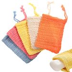 5 Pcs Soap Bag for Shower Natural Fiber Sisal Soap Bag for Foaming and Body Scrubing Soap Pouch for Shower Soap Saver Pouch Sisal Soap Pouch for Exfoliation or Massage - 5 Colors