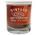 Vintage 1974 Etched Whiskey Glass - 50th Birthday Gifts for Men - Cheers to 50 Years Old - 50th Birthday Decorations for Men - Scotch Bourbon Him Dad Women Anniversary Retirement 1.0