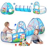 3pc Ball Pit for Toddlers with Kids Play Tent Baby Tunnel, Toys for Boys and Girls Indoor Outdoor, Pop Up Kids Fort Playhouse, Ball Pit Balls NOT Included (Jungle)