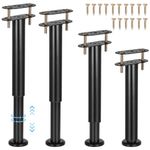 RealPlus 4pcs Adjustable Bed Frame Support Legs 10"-17" Heavy Duty Metal Bed Center Slat Support Legs, Black