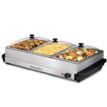 Elite Platinum EWM-6171 Maxi-Matic 2.5 Quart 3 Tray Buffet Server, Stainless Steel